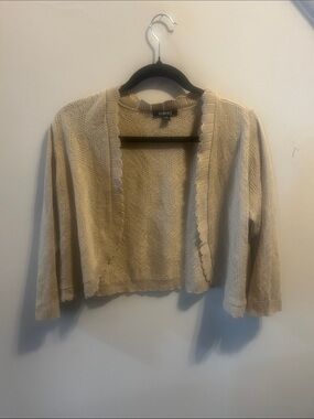 Element Cream Cropped Open-Front Knit Cardigan